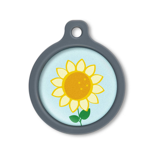 Blucky Sunflower Pastel Turquoise Dog Tag large