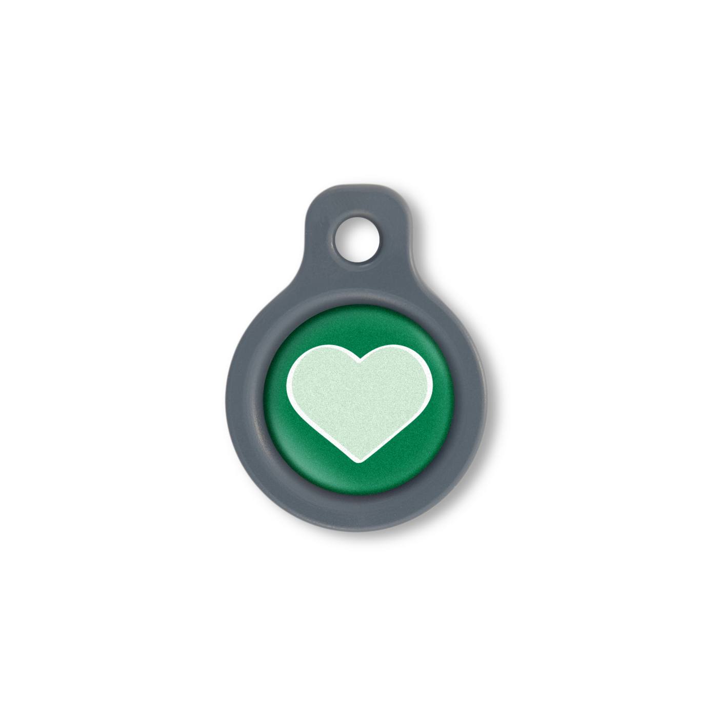 Blucky Heart Dark Green Dog Tag small