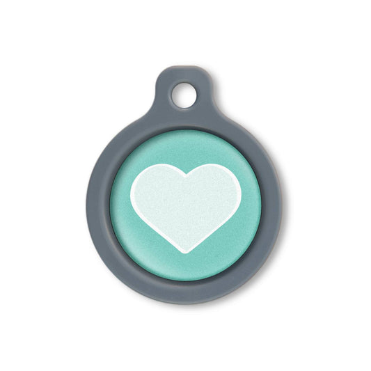Blucky Heart Turquoise Green Dog Tag medium