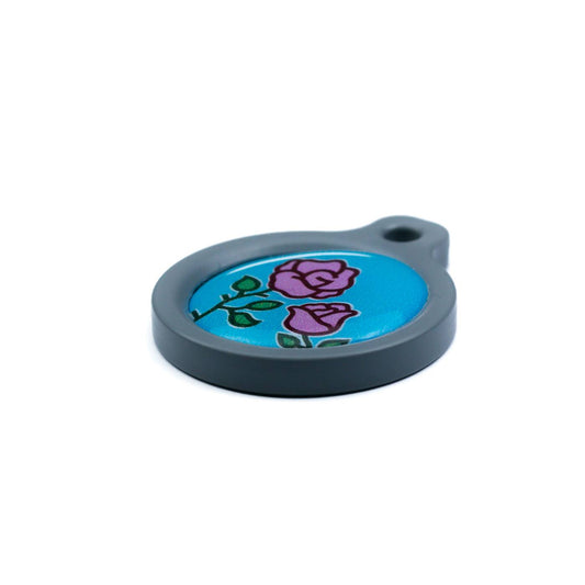 Blucky Blooming Rose Turquoise Blue Dog Tag medium