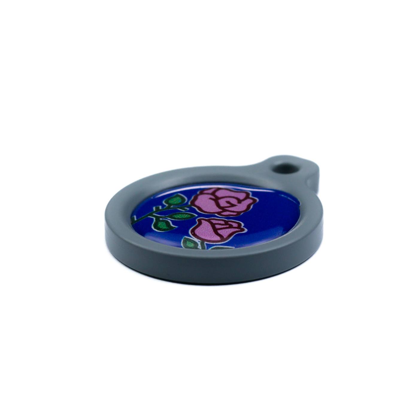 Blucky Blooming Rose Dark Blue Dog Tag medium