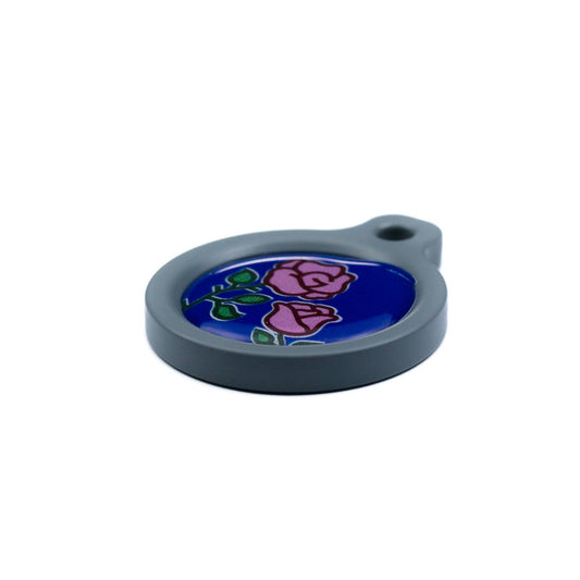 Blucky Blooming Rose Dark Blue Dog Tag medium