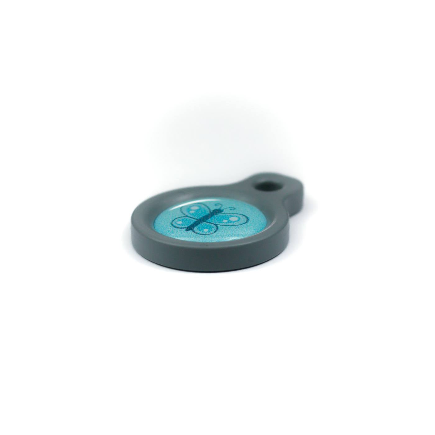 Blucky Butterfly Turquoise Blue Dog Tag small