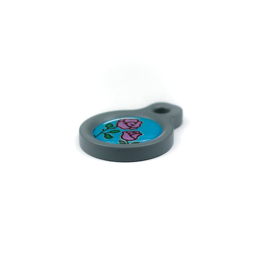 Blucky Blooming Rose Turquoise Blue Dog Tag small